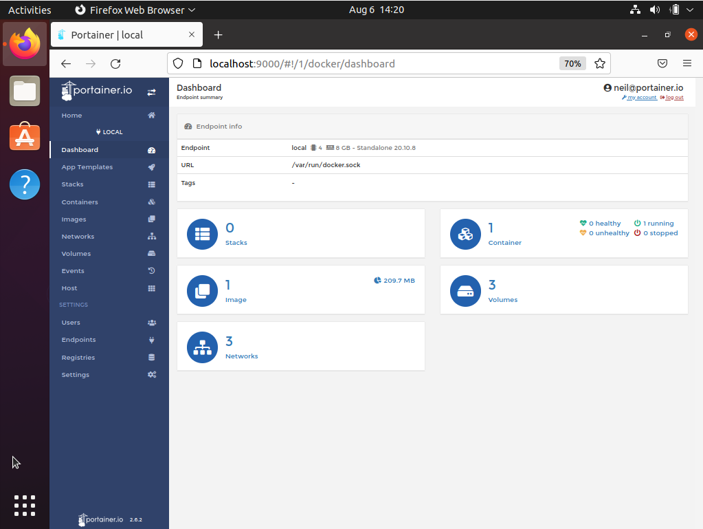 Screenshot of Portainer GUI